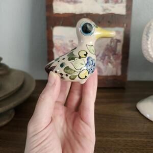 Vintage Tonala Duck Figural Bud Vase Mexican Pottery Small Decor